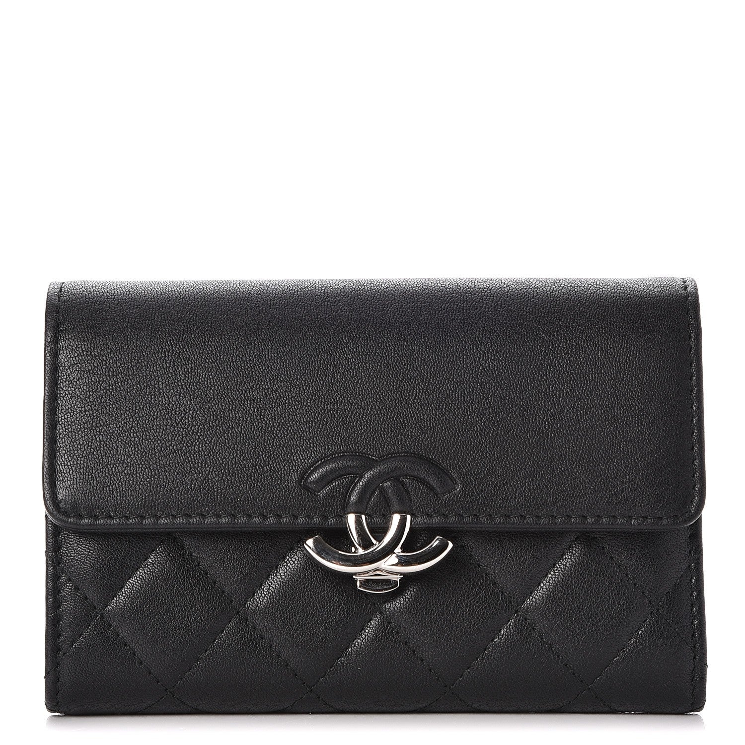 Chanel Lambskin Quilted Small Flap Wallet Black 1 of 9