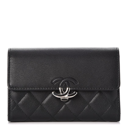 Chanel Lambskin Quilted Small Flap Wallet Black 1 of 9