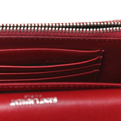 Saint Laurent Calfskin Crocodile Embossed Monogram Sunset Chain Wallet Palissandre 9 of 13