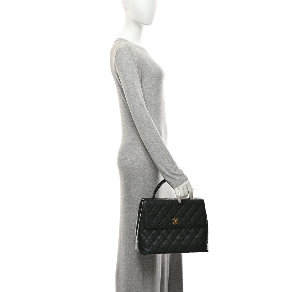 Chanel Caviar Quilted Jumbo Kelly Flap Black 2 of 10