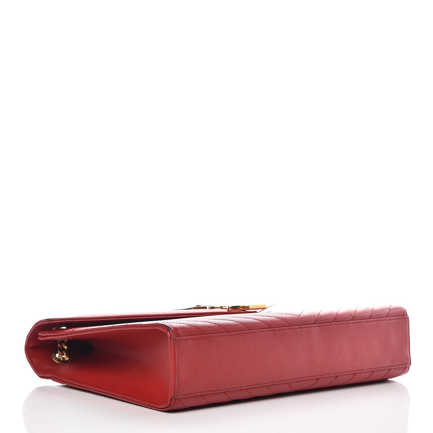 Grain De Poudre Matelasse Chevron Large Monogram Satchel Lipstick Red