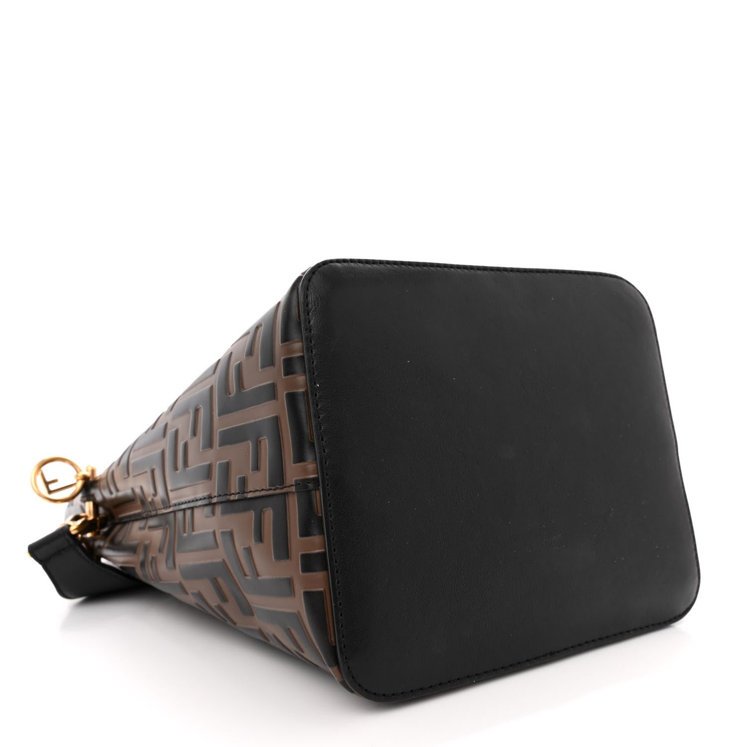 Fendi Vitello Grace F is Fendi Bi-Color FF 1974 Embossed Grande Mon Tresor Bucket Bag Maya Black Fragola 4 of 13