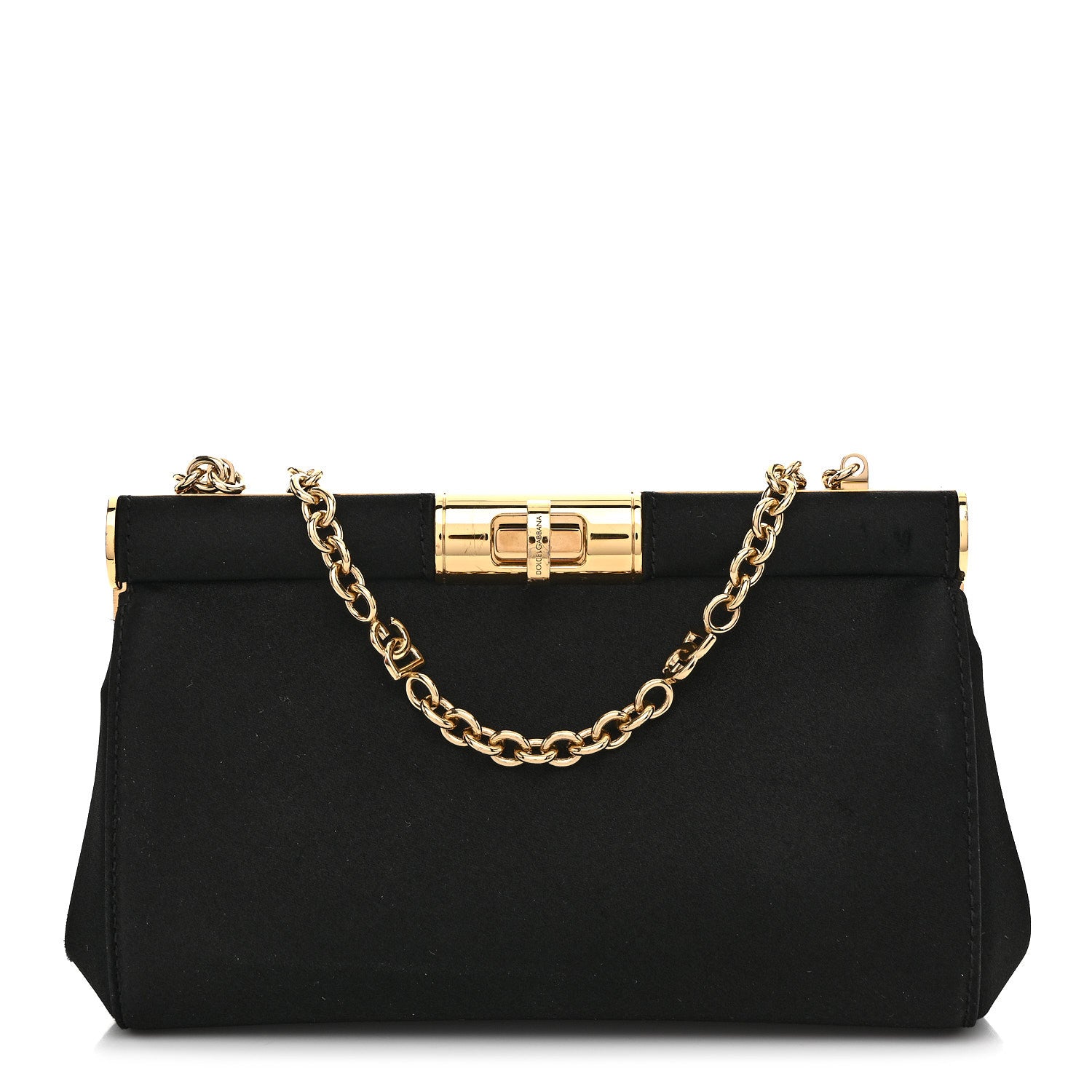 Dolce & Gabbana Satin Small Marlene Chain Clutch Black 1 of 11