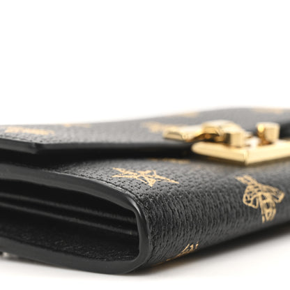 Gucci Grained Calfskin Bee Star Continental Chain Wallet Black 7 of 9