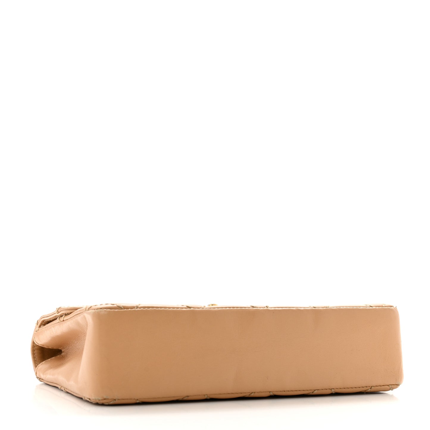 Calfskin Quilted Medium Wild Stitch Flap Beige