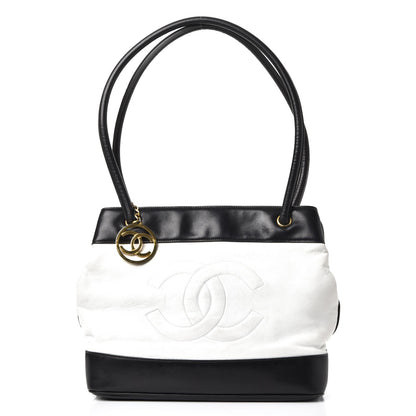 Chanel Lambskin CC Tote Black White 2 of 20