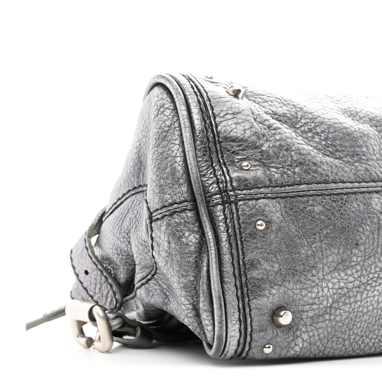Metallic Calfskin Medium Paddington Satchel Grey