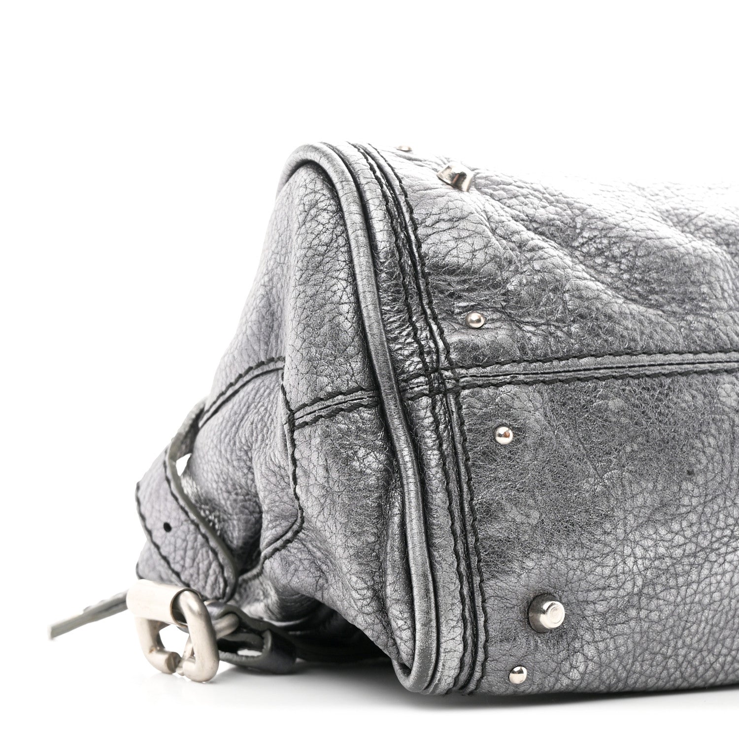 Chloe Metallic Calfskin Medium Paddington Satchel Grey 9 of 10