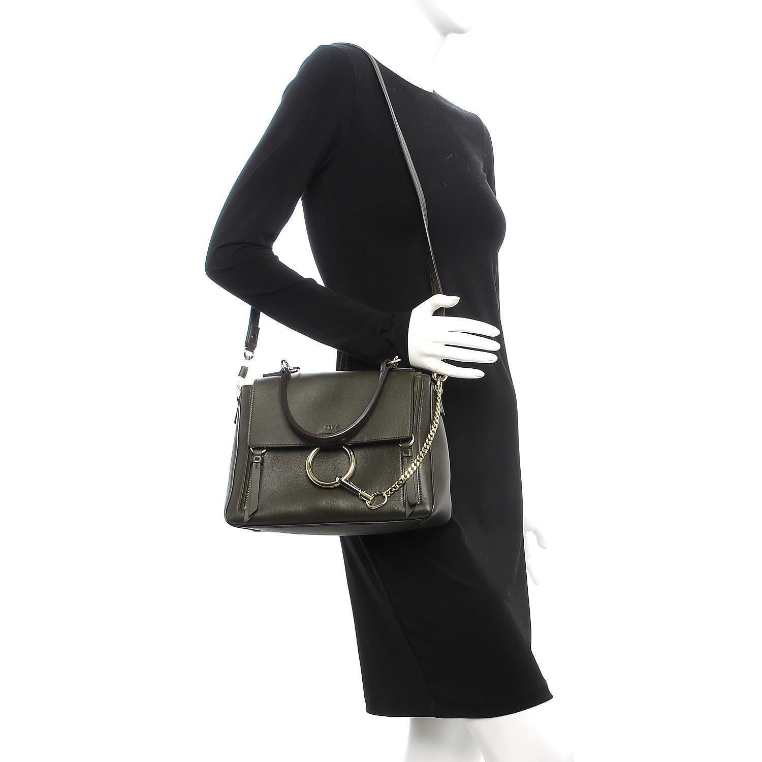 Chloe Calfskin Small Faye Day Shoulder Bag Deep Forest 3 of 8