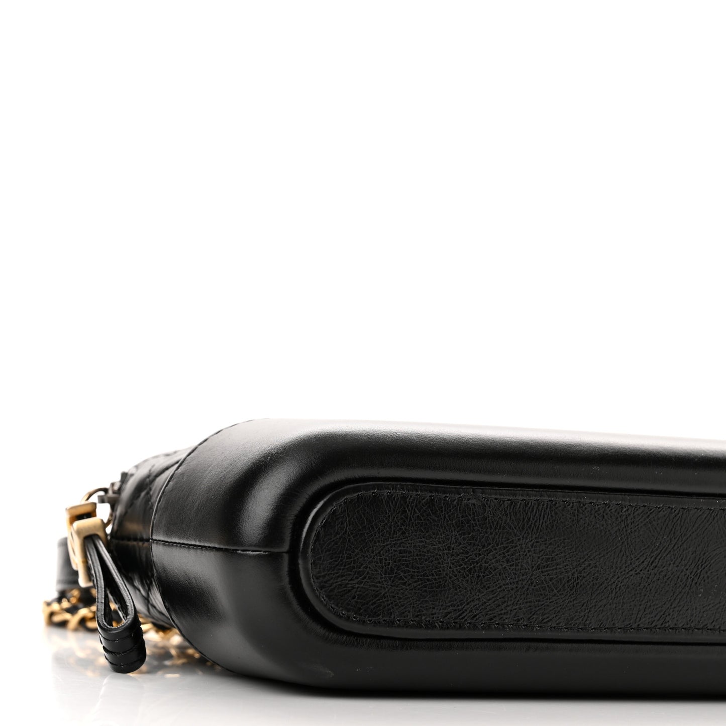 Aged Calfskin Quilted Small Gabrielle Clutch With Chain Black