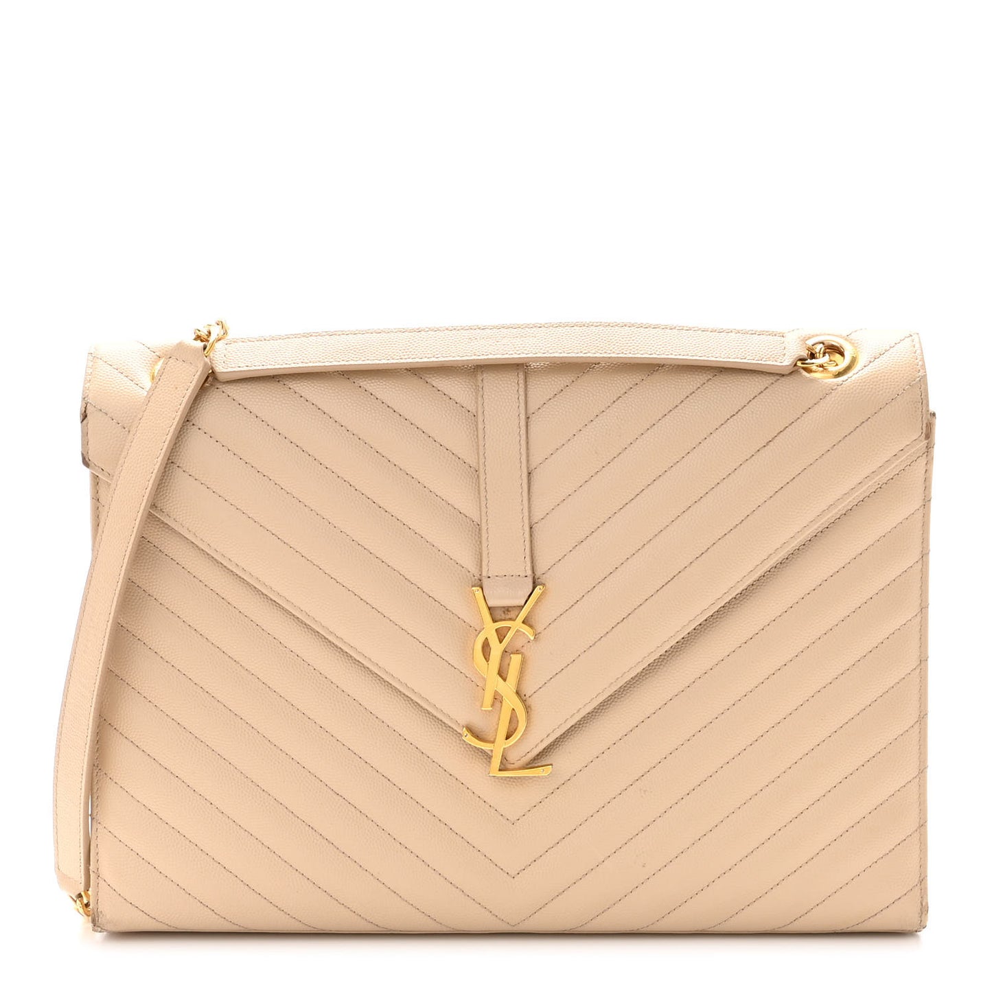 Grain De Poudre Matelasse Chevron Large Monogram Satchel Nude Powder