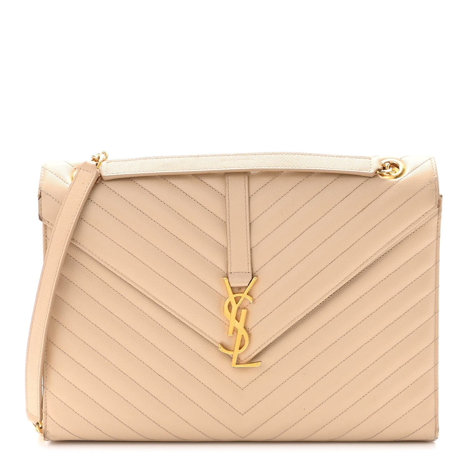 Saint Laurent Grain De Poudre Matelasse Chevron Large Monogram Satchel Nude Powder 1 of 11