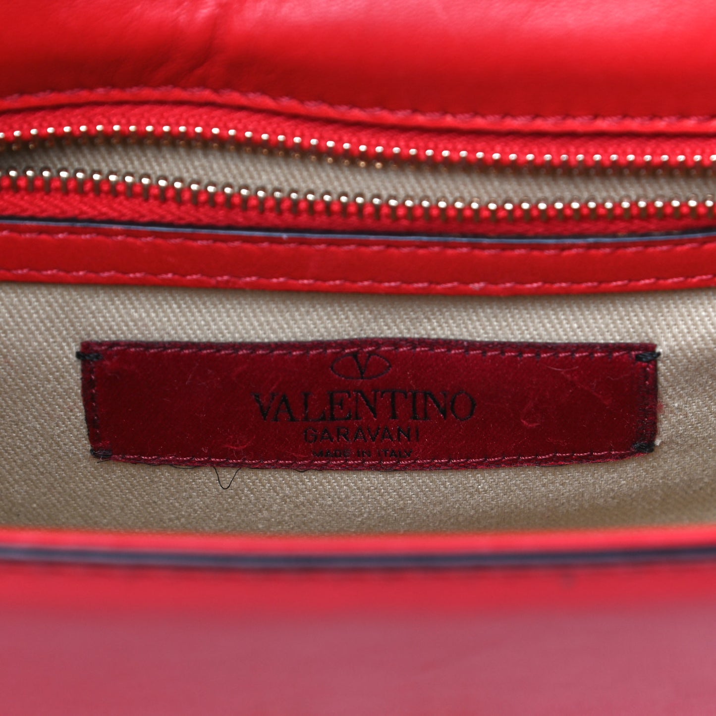 Vitello Small Glam Lock Rockstud Flap Red