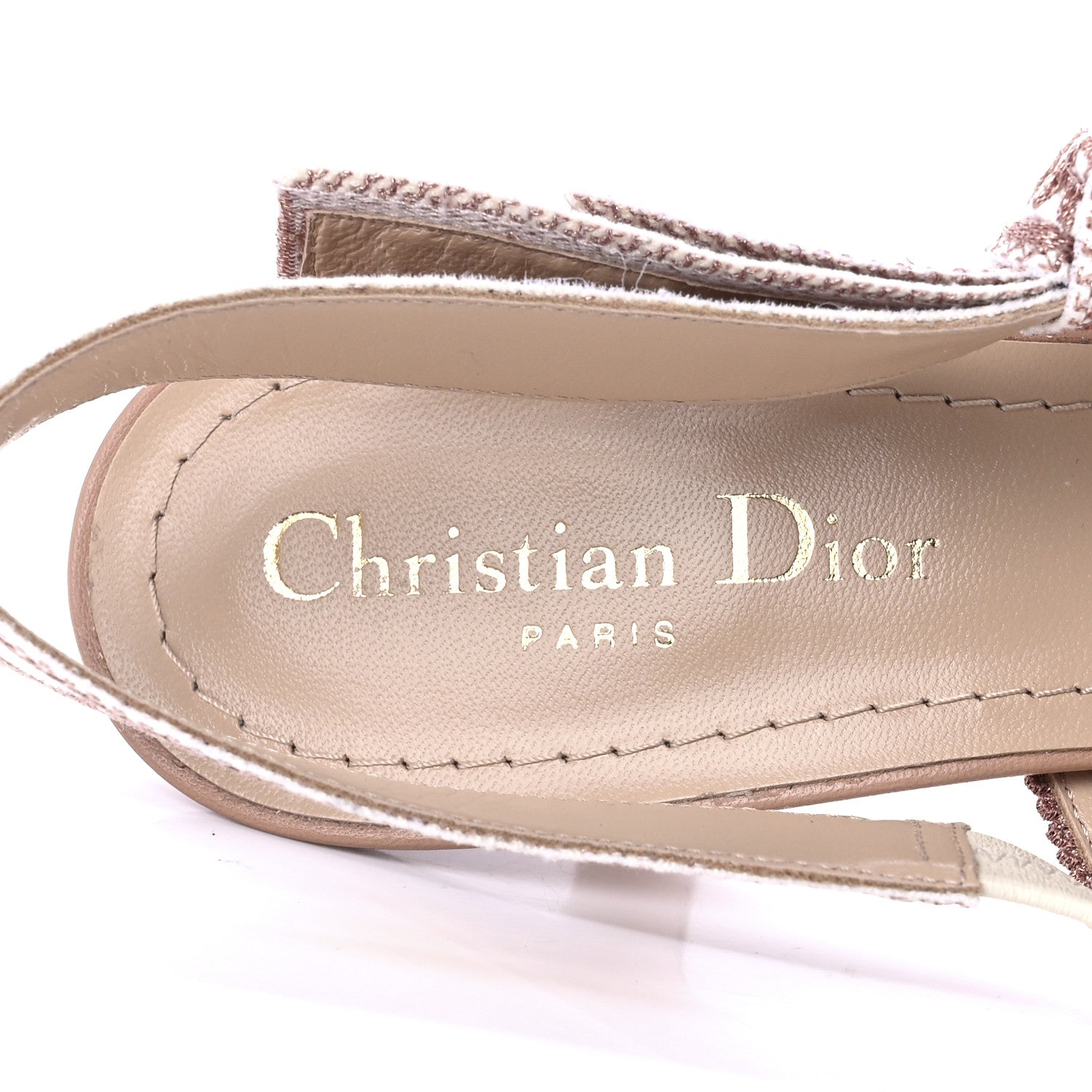 Christian Dior Laminated Cotton Ribbon Embroidered J'Adior Slingback 65mm Pumps 37.5 Rose Des Ve 7 of 8