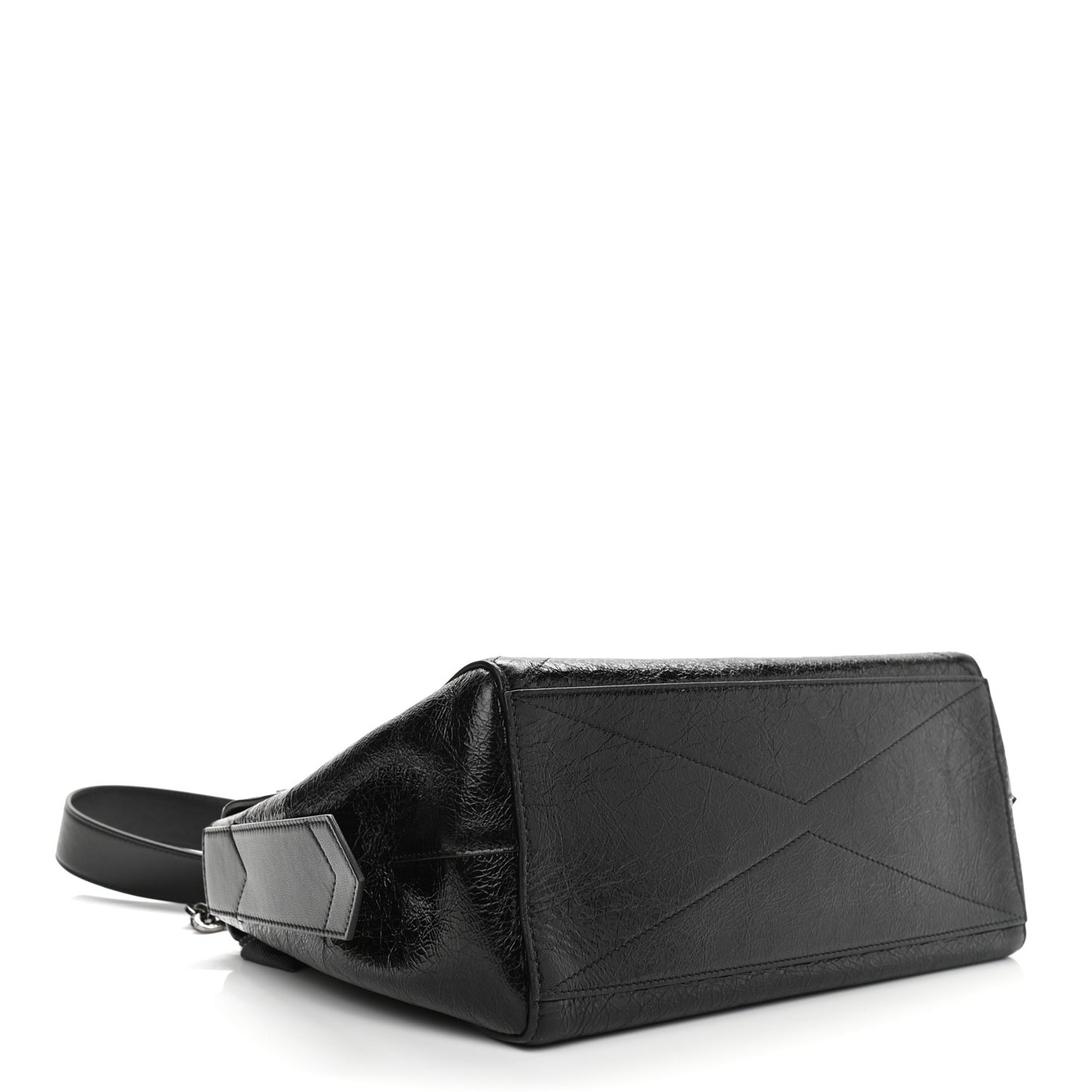 Creased Patent Calfskin Medium ID Flap Black