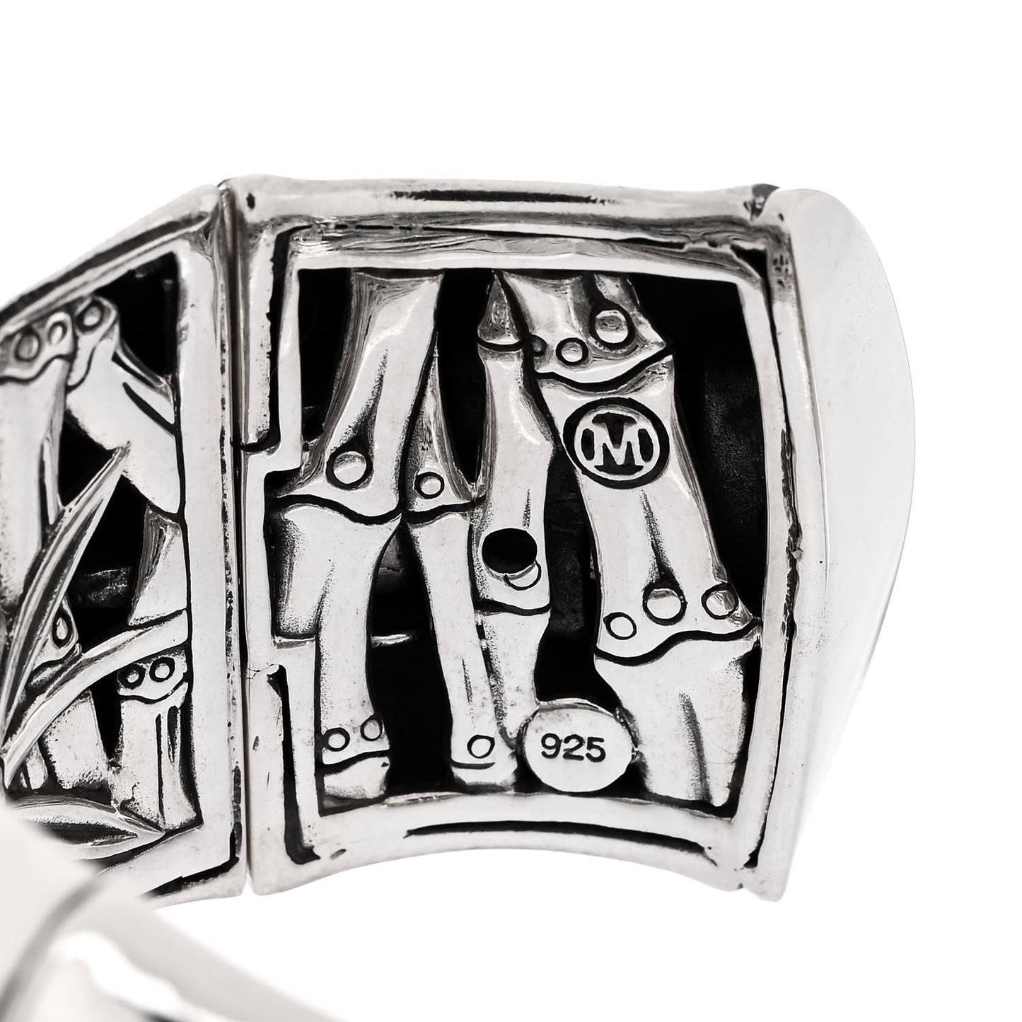 Sterling Silver Wide Bamboo Kick Cuff Bracelet