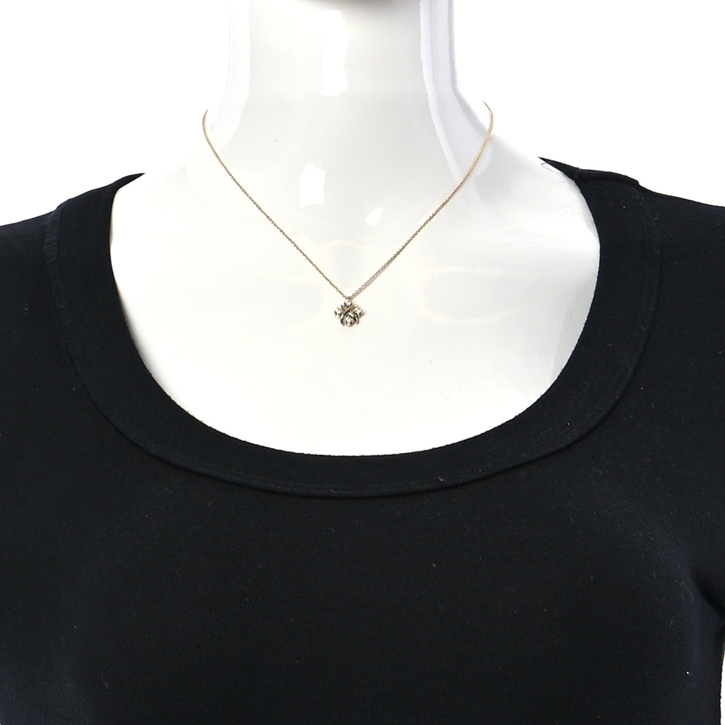 Platinum 18K Yellow Gold Diamond Schlumberger Lynn Pendant Necklace