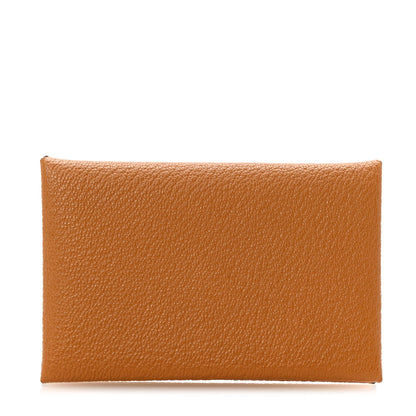 Hermes Chevre Mysore Calvi Card Case Caramel 1 of 8