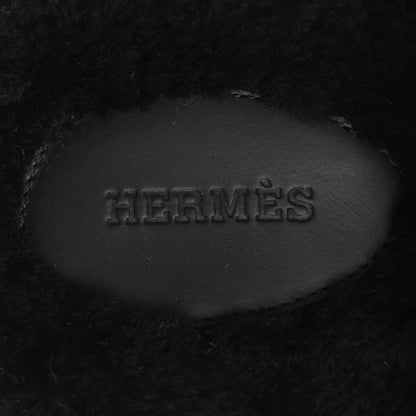 Hermes Calfskin Woolskin Womens Chypre Sandals 37 Black 7 of 9