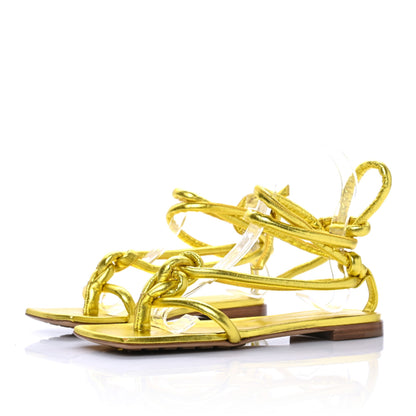 Bottega Veneta Metallic Nappa Knotted Square Flat Sandals 36 Gold 2 of 7