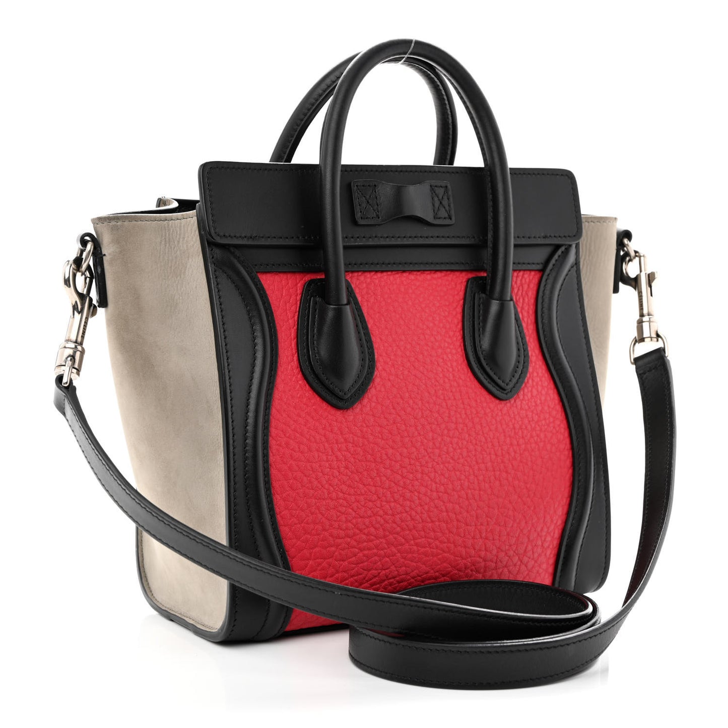 Bullhide Calfskin Nubuck Nano Tri-Color Luggage Bright Red