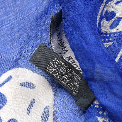 Alexander McQueen Silk Chiffon Skull Scarf Blue 7 of 7