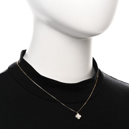 Van Cleef & Arpels 18K Yellow Gold Mother of Pearl Sweet Alhambra Pendant Necklace 2 of 7
