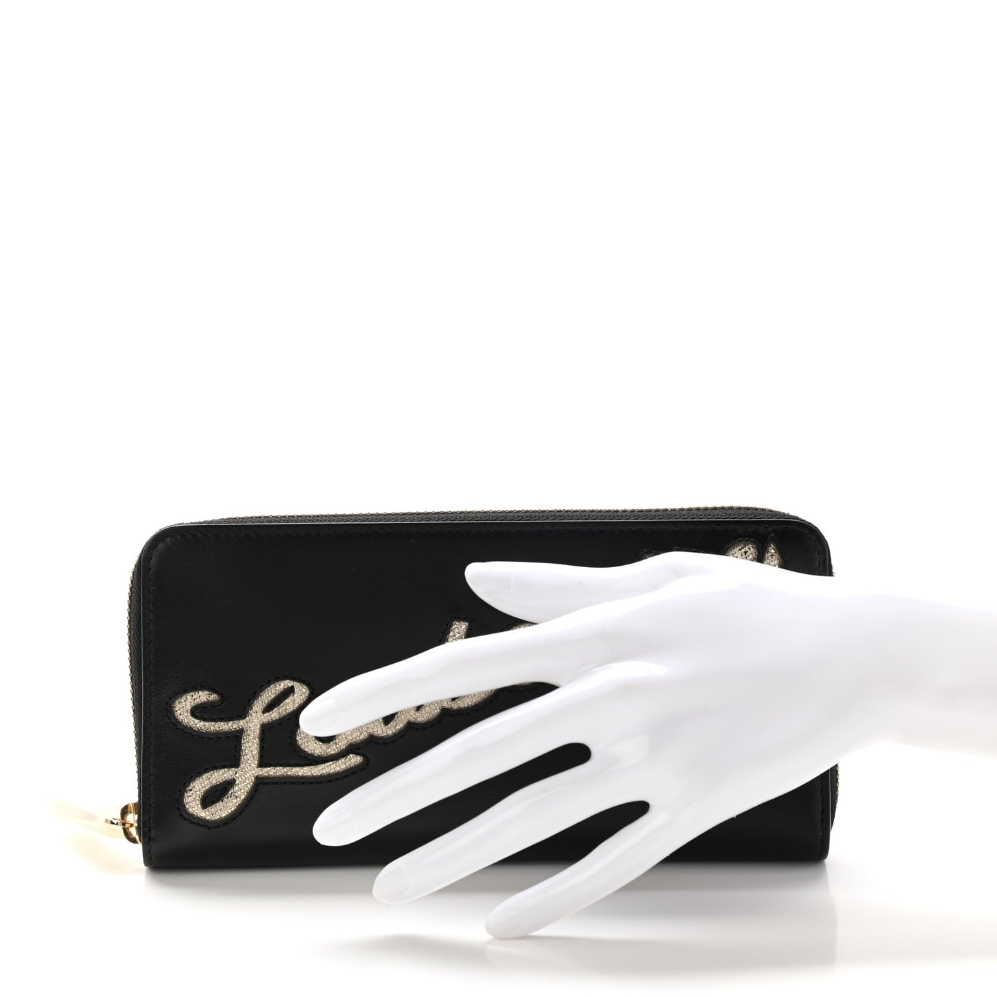 Calfskin Panettone Logo Zip Around Wallet Black Platine