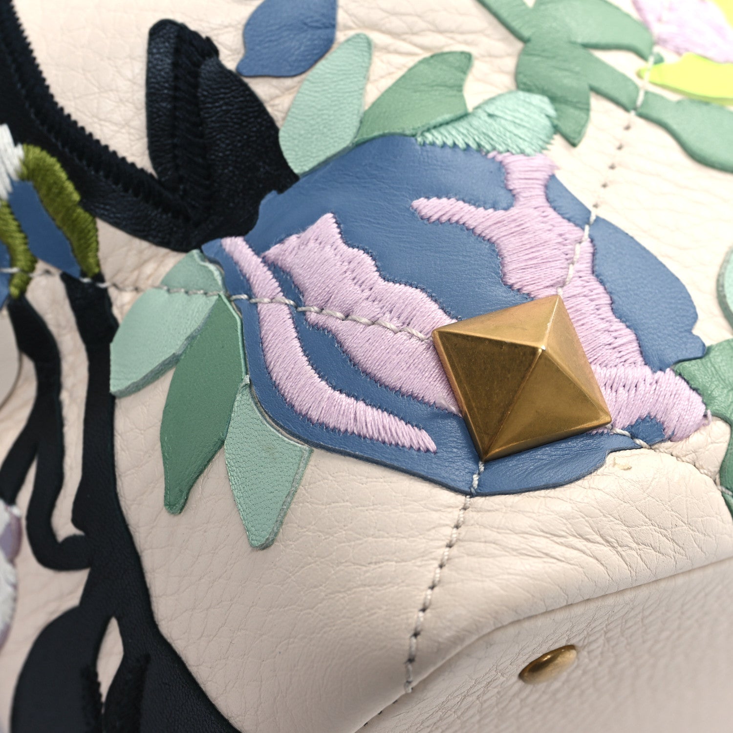 Valentino Garavani Grained Calfskin Embroidered Large Roman Stud Tote Multicolor 13 of 13