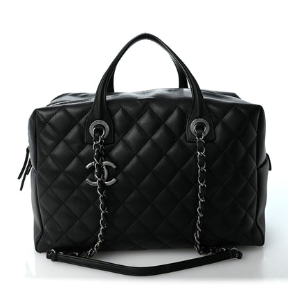 Chanel Calfskin Quilted Feather Weight Bowling Bag Black 1 of 11