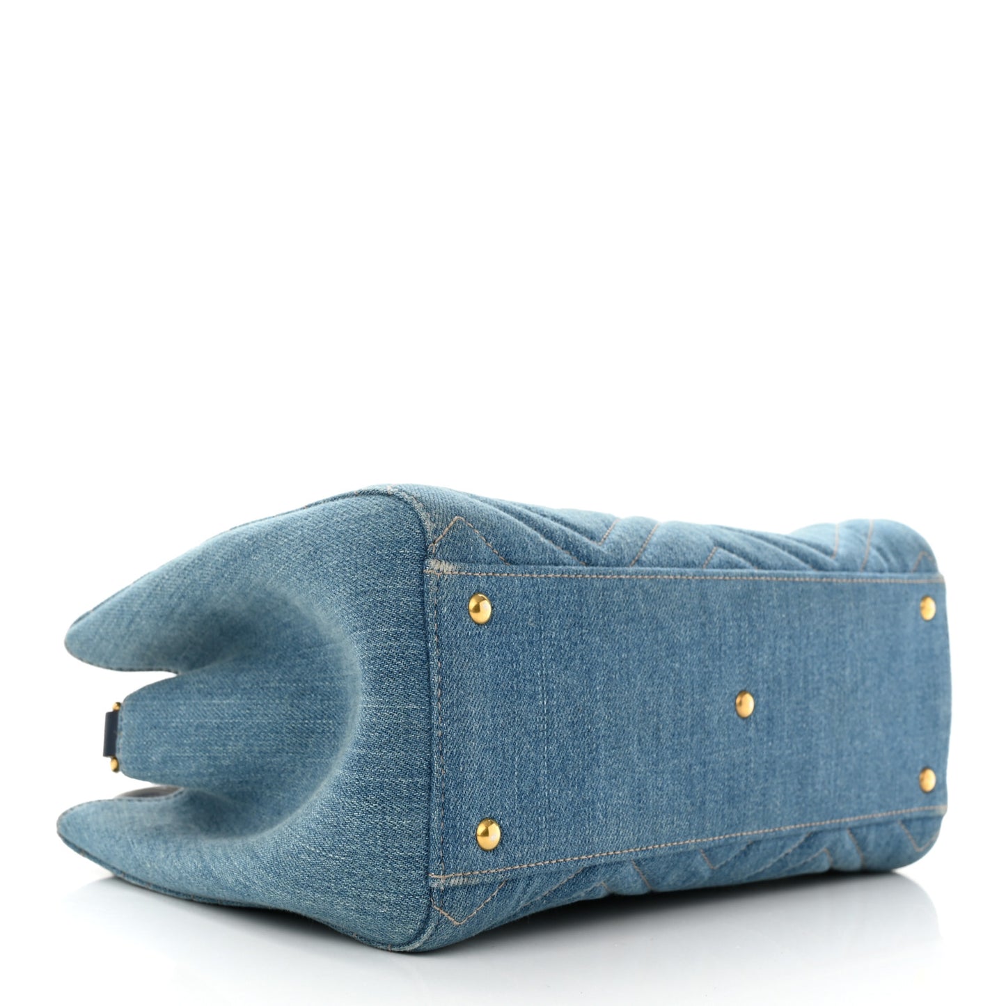 Denim Matelasse Small Pearly GG Marmont Tote Blue