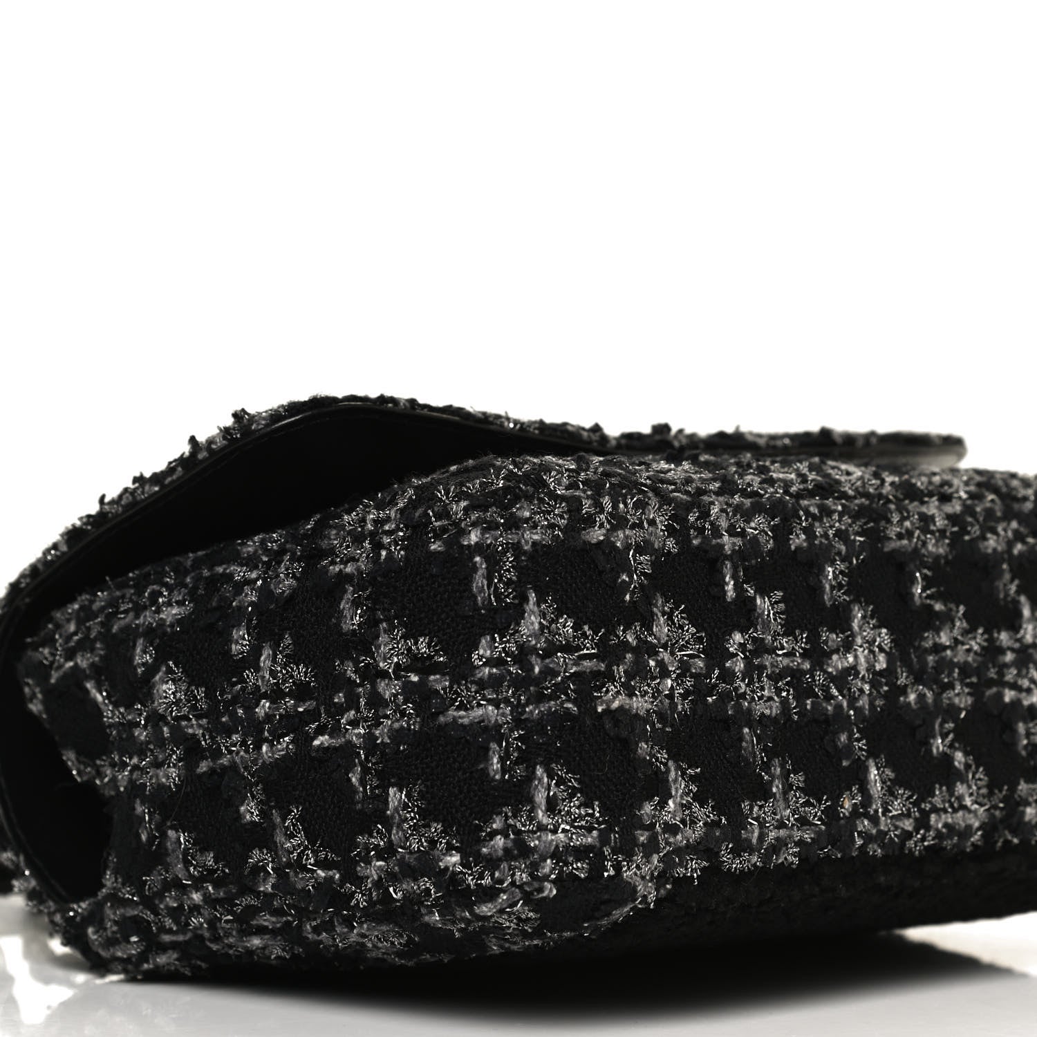 Chanel Shearling Tweed Medium Handle Boy Flap Black Grey 8 of 10