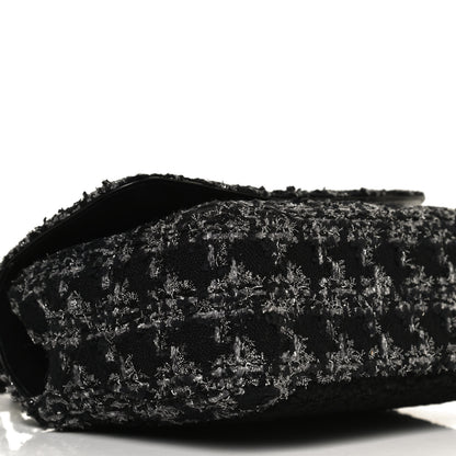 Chanel Shearling Tweed Medium Handle Boy Flap Black Grey 8 of 10