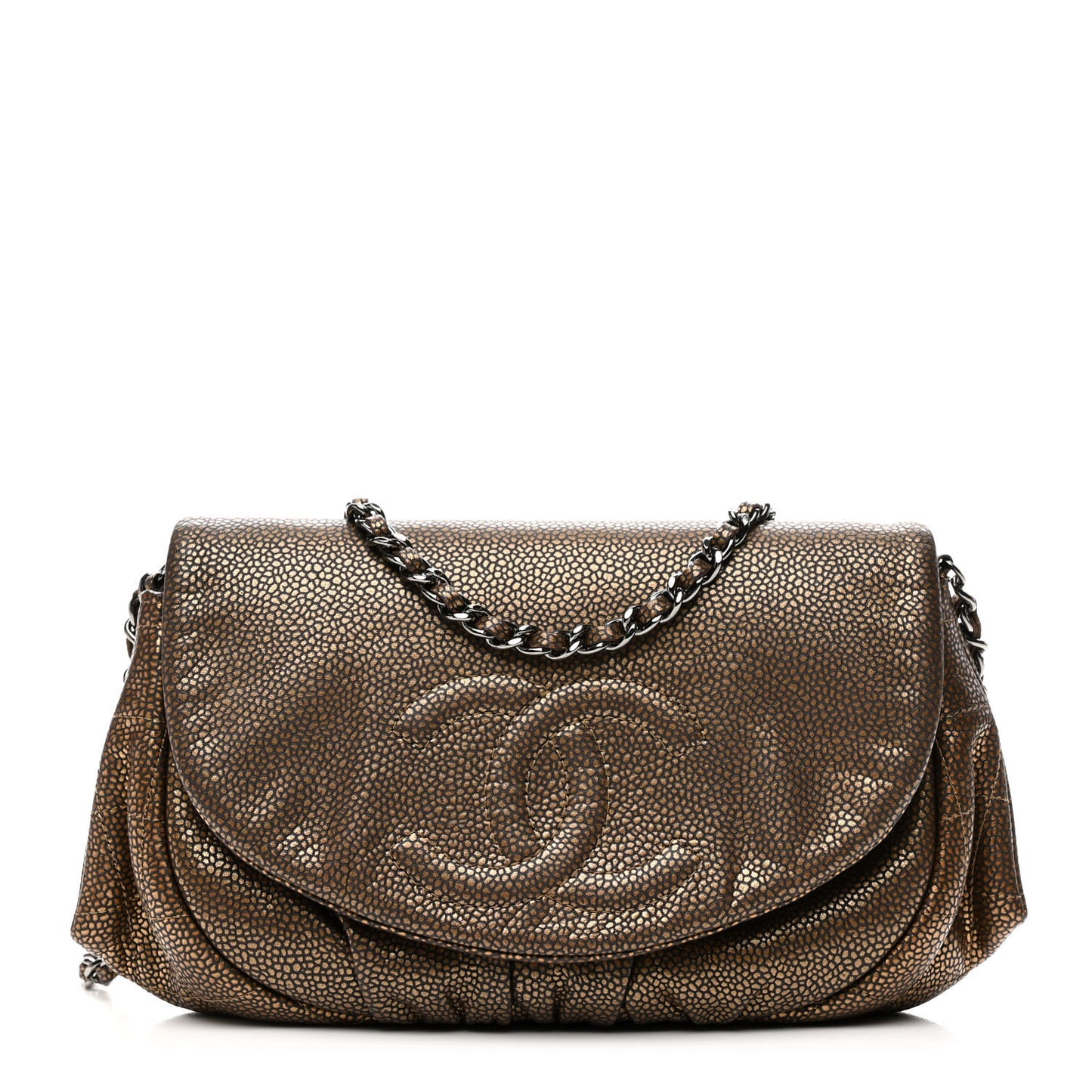 Metallic Caviar Half Moon Wallet On Chain WOC Khaki