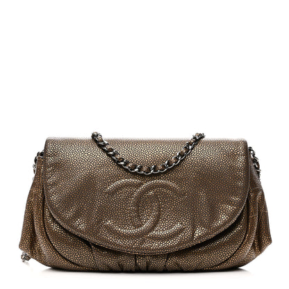 Chanel Metallic Caviar Half Moon Wallet On Chain WOC Khaki 1 of 11