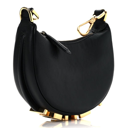 Fendi Vitello Grace Matte Nano Fendigraphy Hobo Charm Black 3 of 9