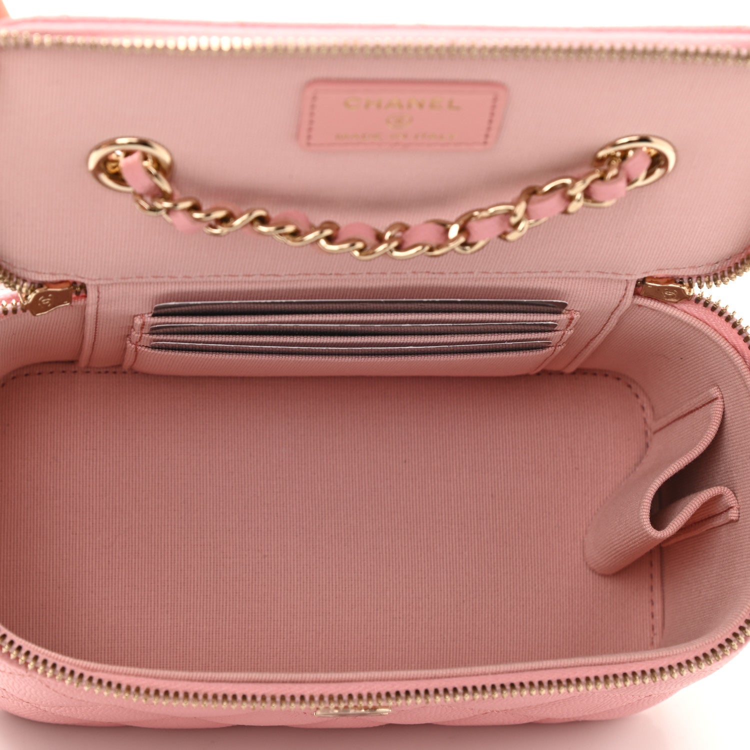 Chanel Caviar Quilted Small Vanity Case With Chain Pink 8 of 11