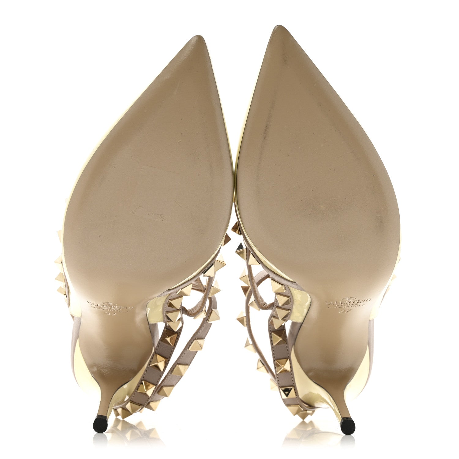 Valentino Garavani Patent Nappa Rockstud Ankle Strap 100mm Pumps 37 Light Ivory Poudre 6 of 10