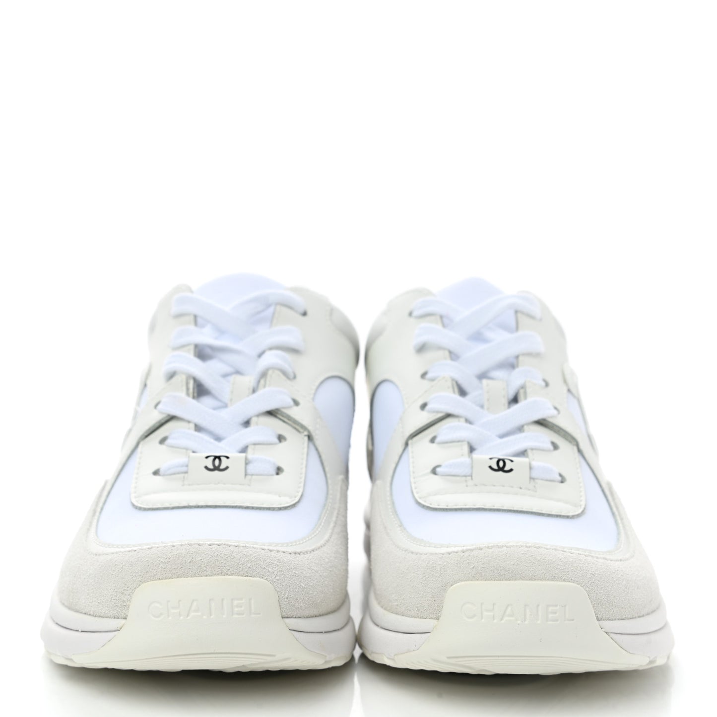 Suede Calfskin Fabric CC Sneakers 37.5 White