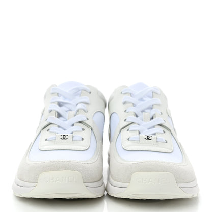 Chanel Suede Calfskin Fabric CC Sneakers 37.5 White 2 of 8