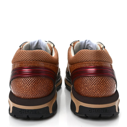 Chanel Fabric Laminated Calfskin Stretch CC Mens Sneakers 45 Brown Dark Grey 5 of 9