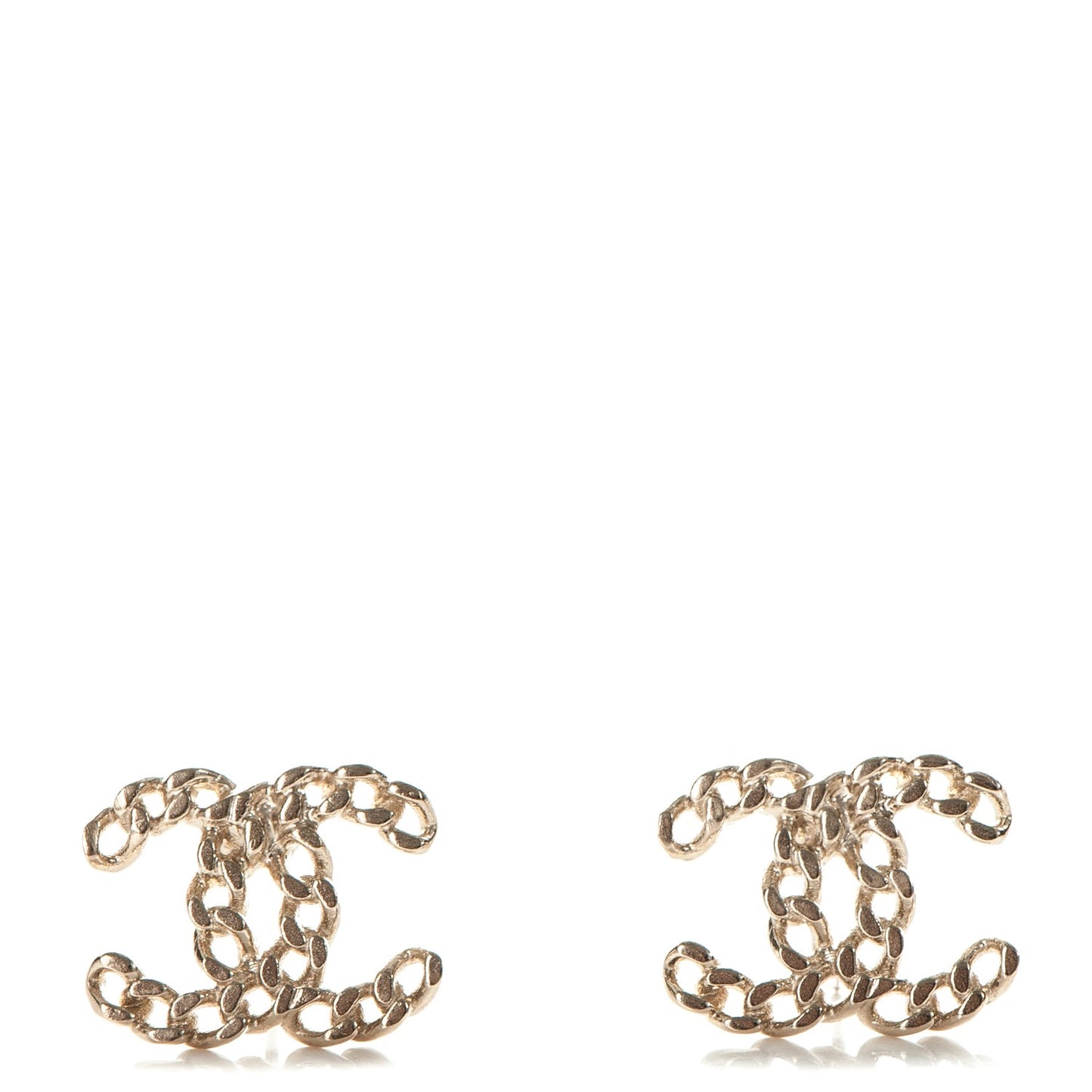Metal Chain Link CC Earrings Gold