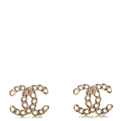 Chanel Metal Chain Link CC Earrings Gold 1 of 6