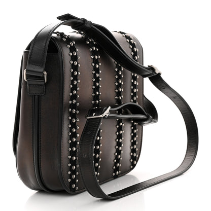 Saint Laurent Smooth Calfskin Suede Betty Stud Stripe Flap Messenger Black 3 of 14