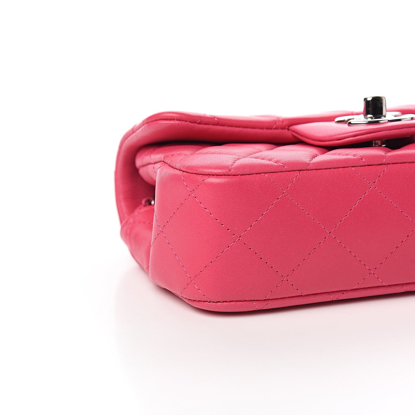 Lambskin Quilted Extra Mini Rectangular Flap Pink