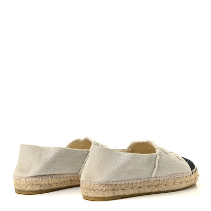 Chanel Canvas Velvet CC Espadrilles 35 Beige Black 4 of 7