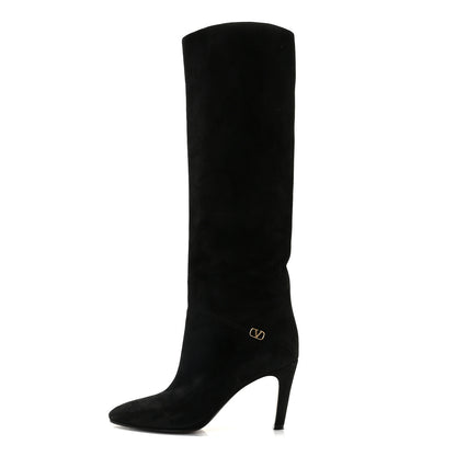 Valentino Garavani Suede VLogo Boots 40 Black 1 of 15