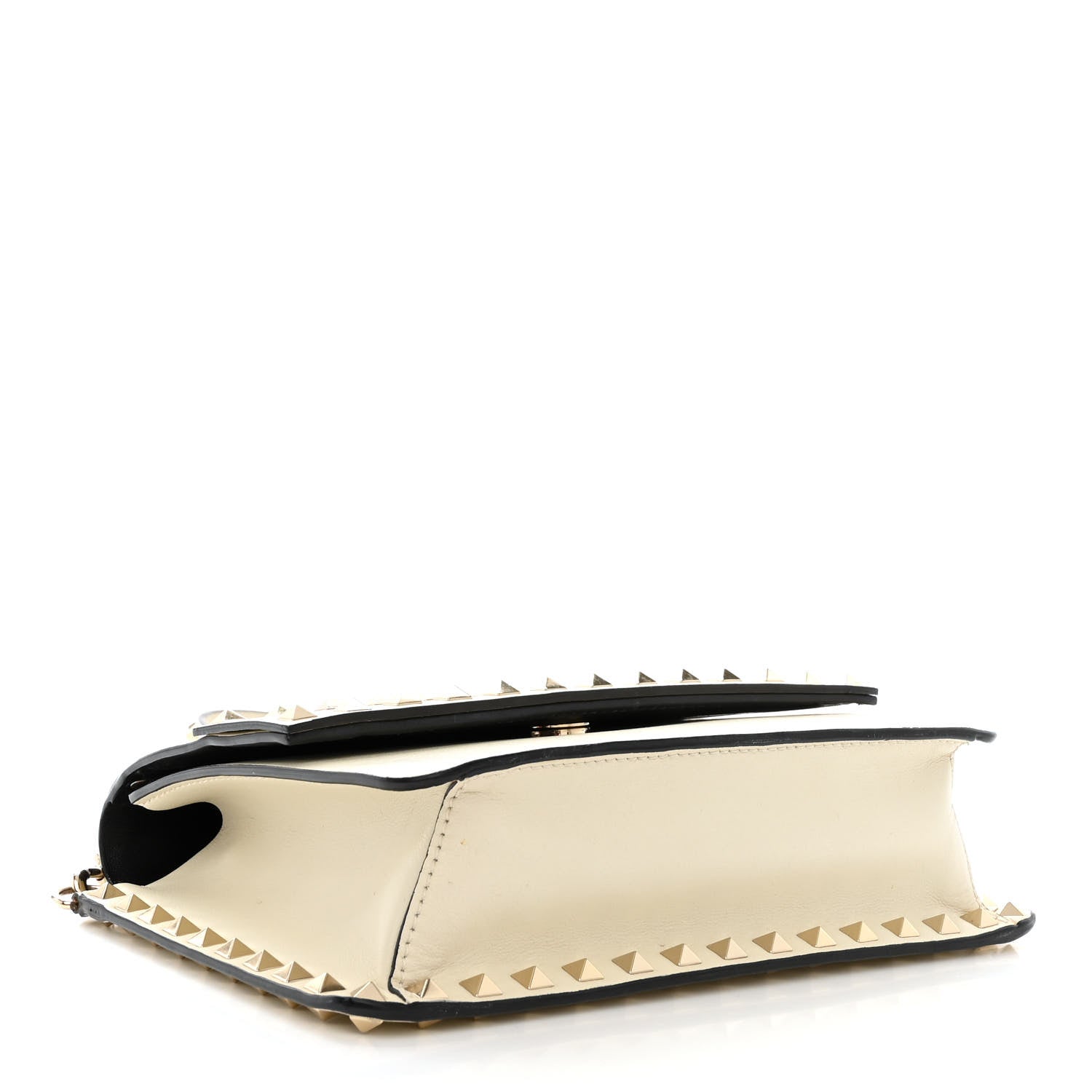 Valentino Garavani Grained Calfskin Small Rockstud Flap Crossbody Bag Light Ivory 4 of 14
