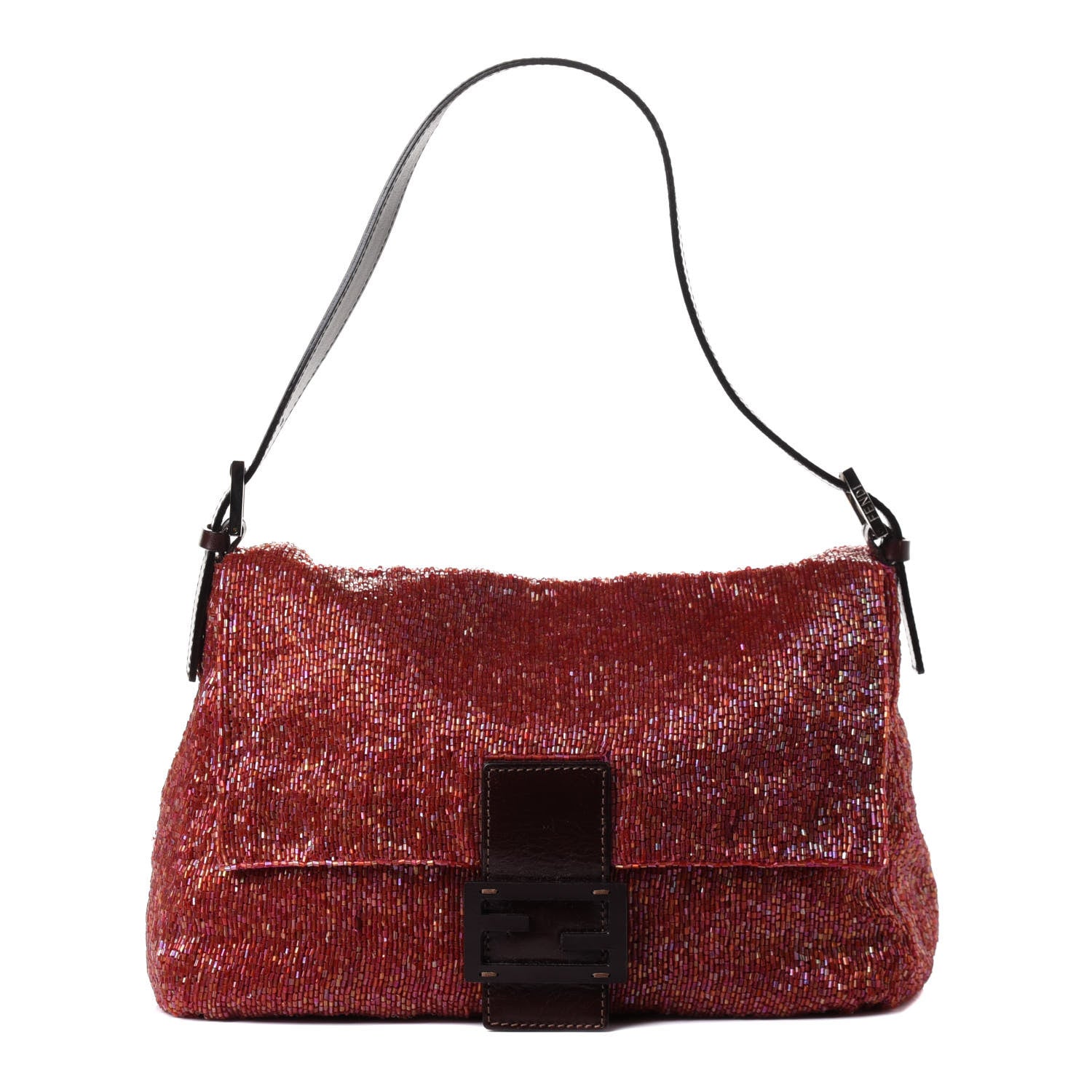 Fendi Beaded Baguette Red Pink 1 of 9