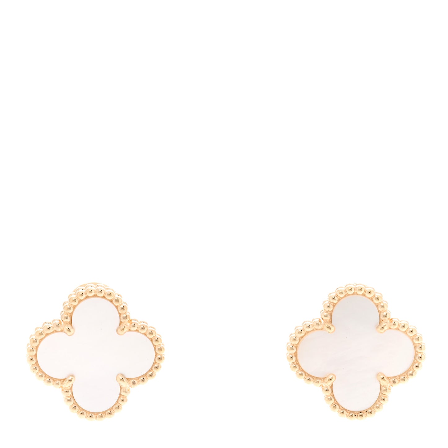18K Yellow Gold Mother of Pearl Vintage Alhambra Earrings